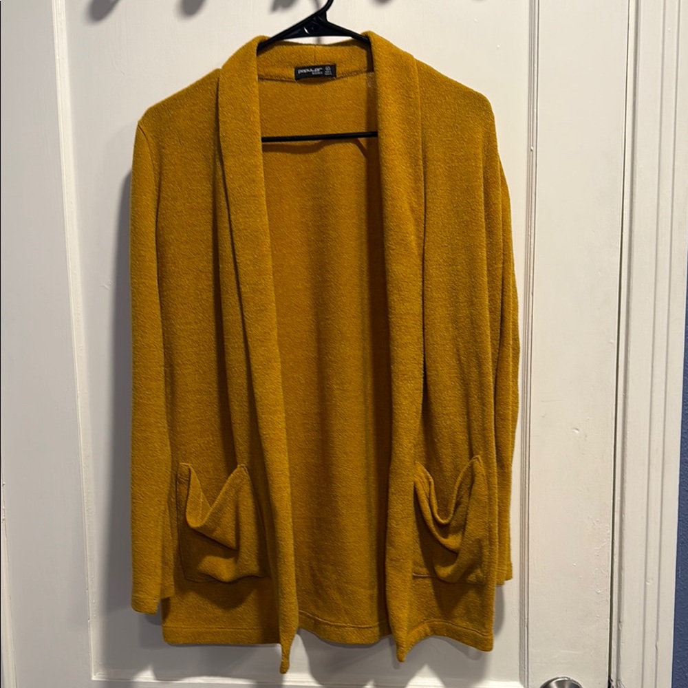 Popular Basics Yellow Open Front Cardigan Sweater